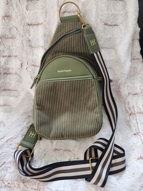 haute hippie Olive Green Corduroy Crossbody Sling Bag